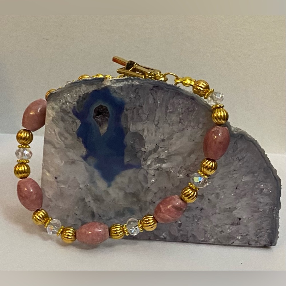 NEW Pink Rhodonite crystal bracelet